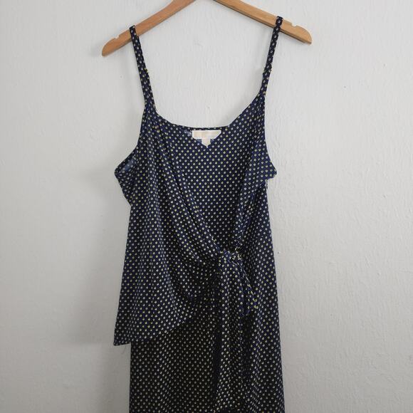 MICHAEL Michael Kors Navy Blue Dot Print Side-Tie Wide-Leg Jumpsuit Plus 2X NWT - Picture 3 of 13